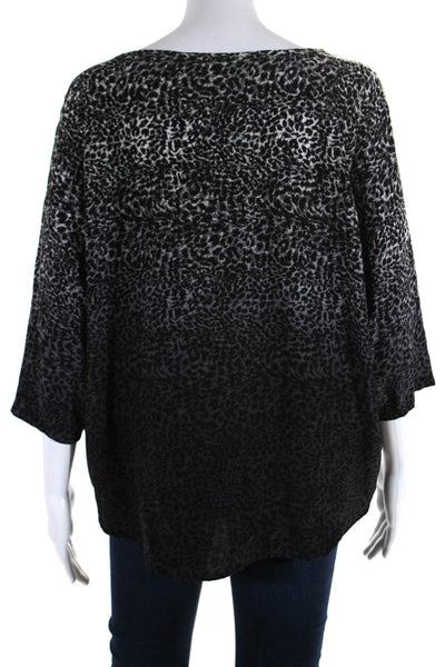 Joie Women's Drop Shoulder Animal Print Silk Blouse Gray Black Size S