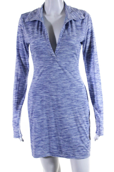 Lovers + Friends Womens Striped Long Sleeves Polo Dress Blue Size Small