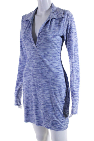 Lovers + Friends Womens Striped Long Sleeves Polo Dress Blue Size Small