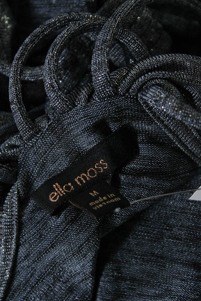 Ella Moss Womens Sleeveless Strappy V Neck Metallic Knit Maxi Dress Gray Medium