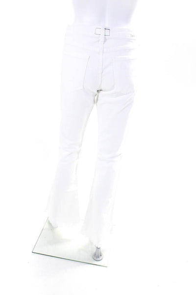 Current/Elliott Womens High Rise Fringe Boot Cut Flip Flop Jeans White Size 28