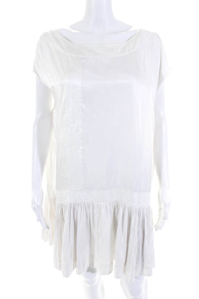 AllSaints Co Ltd Spitalfields Womens Satin Ruffled Blouson Dress White Size 6