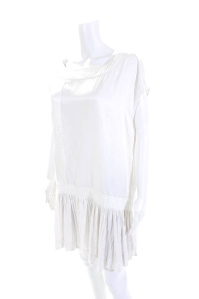 AllSaints Co Ltd Spitalfields Womens Satin Ruffled Blouson Dress White Size 6