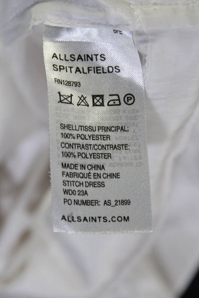 AllSaints Co Ltd Spitalfields Womens Satin Ruffled Blouson Dress White Size 6