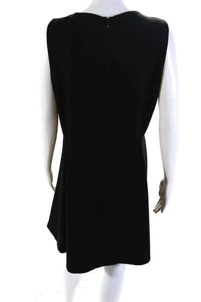 Vince Womens Solid Black V-Neck Zip Back Sleeveless Shift Dress Size 12