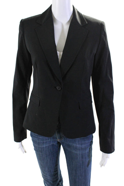 Elie Tahari Women's Lined One Button Notched Collar Blazer Black Size 6