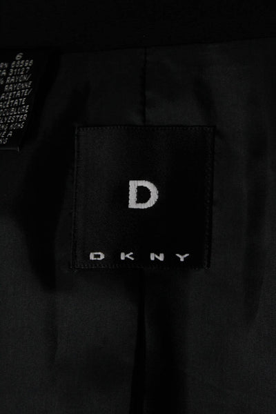 DKNY Women's Lined Line Sleeve One Button Notched Collar Blazer Black Size 6