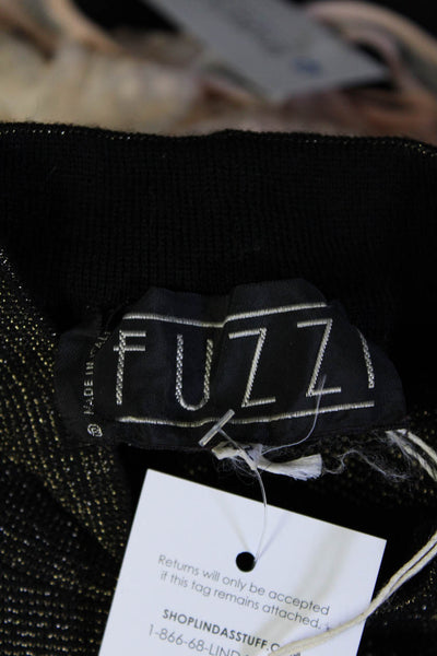 Fuzzi Womens Metallic Long Sleeve Mocked Neck Tiered Bodycon Dress Black Size 42