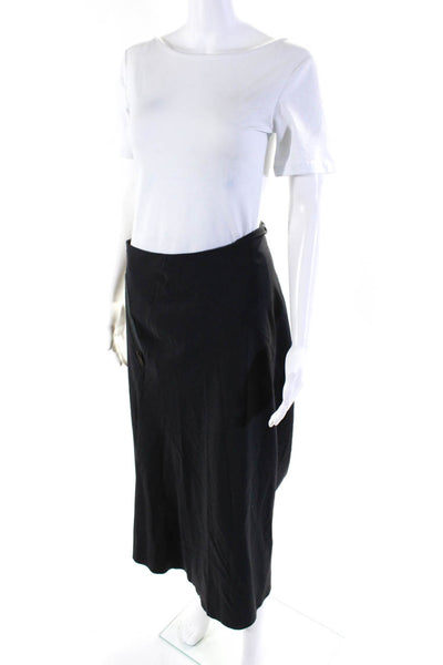 Daniela Bizzi Women's Asymmetric Slit A-line Midi Skirt Gray Size 42