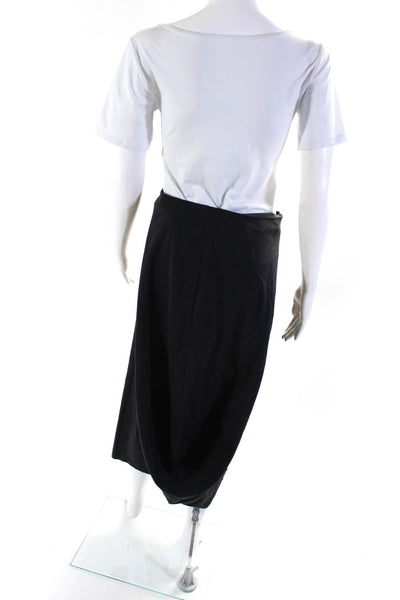 Daniela Bizzi Women's Asymmetric Slit A-line Midi Skirt Gray Size 42