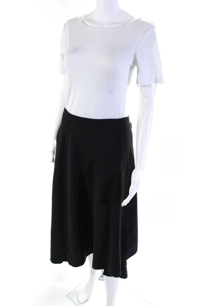 Daniela Bizzi Women's Asymmetric Unlined Midi A-line Skirt Black Size 42