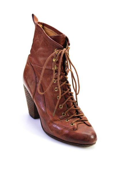 Rag & Bone Womens Leather Almond Toe High Heel Lace Up Boots Brown Size 9US 39EU