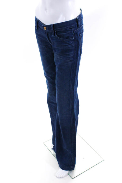 Paige Womens Cotton Denim Low-Rise Flared Hem Canyon Jeans Dark Blue Size 31