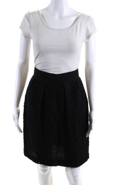 Valentino Womens Hiver 2008 Black Mohair Textured Knee Length Pencil Skirt Size8