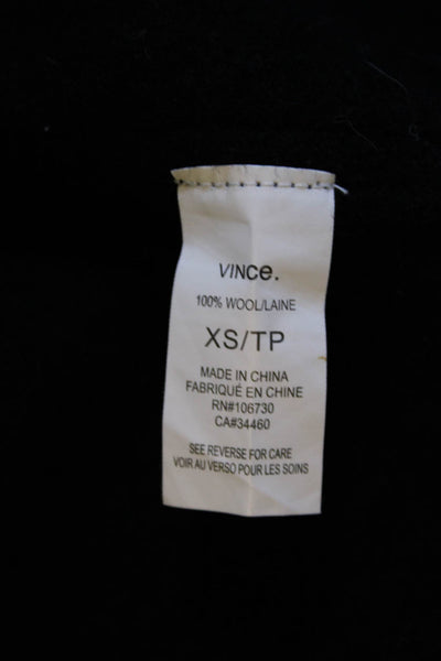 Vince Women's Wool Ribbed Knit Trim Quarter Zip Poncho Black Size XS