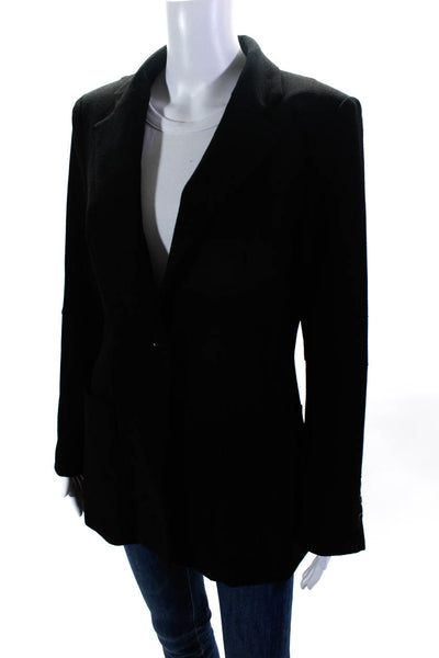 Nanette Lepore Womens Collared Darted Long Sleeve Buttoned Blazer Black Size 4