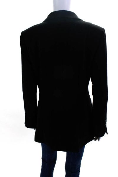 Nanette Lepore Womens Collared Darted Long Sleeve Buttoned Blazer Black Size 4