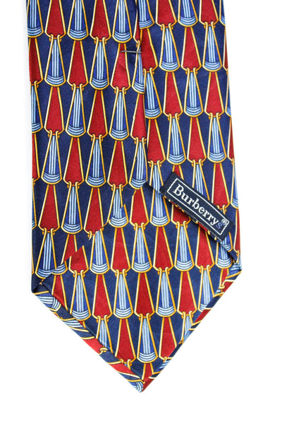 Burberrys Mens Silk Geometric Graphic Print Classic Neck Tie Multicolor Size OS