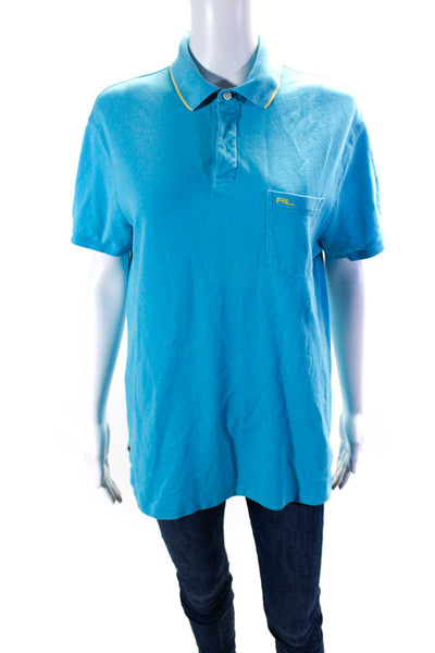 Ralph Lauren Black Label Mens Cotton Short Sleeve Polo Shirt Top Blue Size M