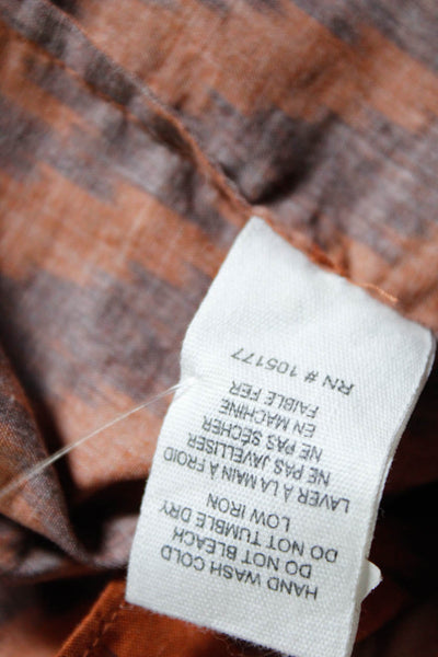 Ulla Johnson Womens Chevron Striped Button Down Shirt Brown Cotton Size 0