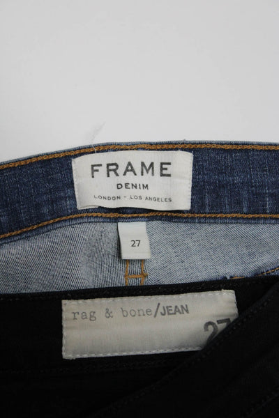 Frame Rag & Bone Womens Mid Rise Skinny Jeans Black Blue Size 27 Lot 2