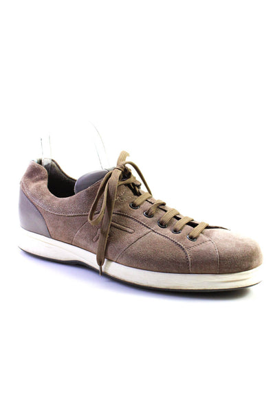 World Ferragamo Mens Suede Lace Up Low Top Sneakers Brown Size 10