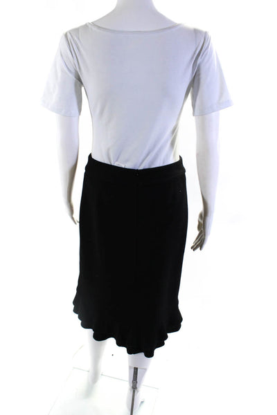 Club Monaco Women's Zip Closure Ruffle A-Line Midi Skirt Black Size 8