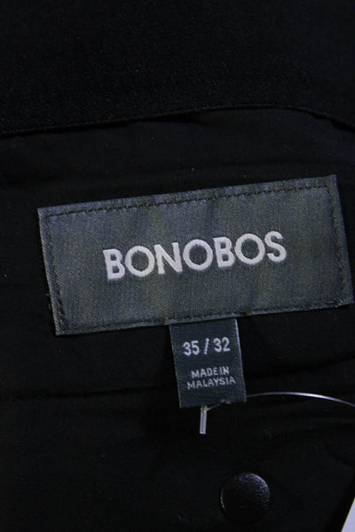 Bonobos Mens Zipper Fly Pleated Straight Leg Dress Pants Gray Wool Size 35x32