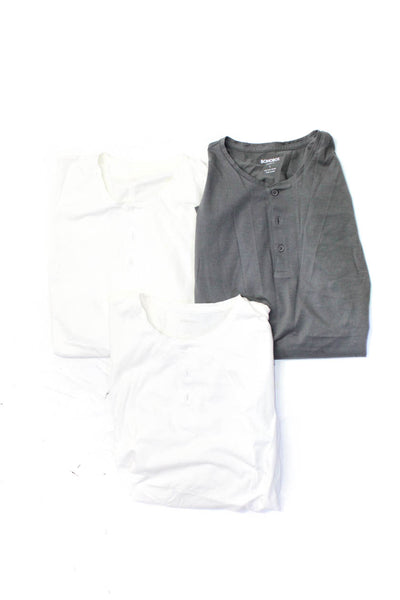 Bonobos Mens Long Sleeve Slim Fit Henley Shirts White Gray Size Large XL Lot 3