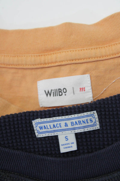 Wallace & Barnes WillBo Mens T-Shirt Navy Waffle Knit Sweater Top Size S M lot 2