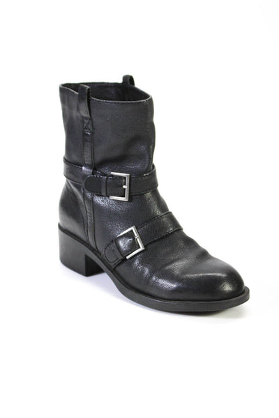 Cole Haan Women's Round Toe Buckle Ankle Bootie Black Size 6.5