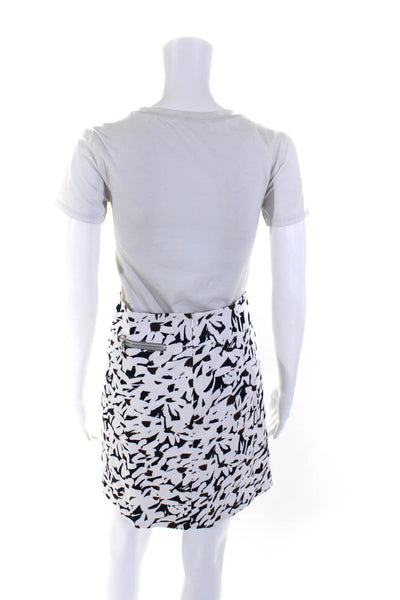 Worth Womens Floral Print Mini A Line Skirt White Black Cotton Size 2