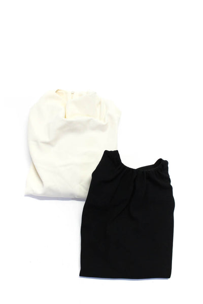 Zara Womens Short Sleeve Crew Neck Tops White Black Size XS Small Lot 2