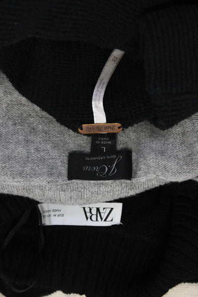 Zara J Crew Free People Women's Striped Button Up Sweater Black Size M L, Lot 3