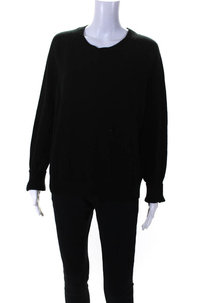 Vince Women's Wool Long Sleeve Casual Ribbed Trim Sweater Black Size L
