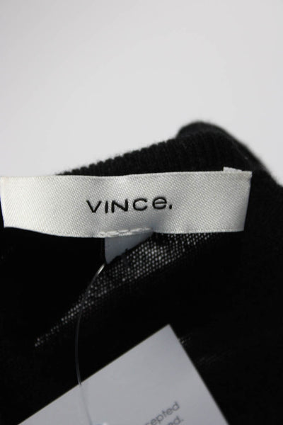 Vince Women's Wool Short Sleeve Knit Blouse Black Size L