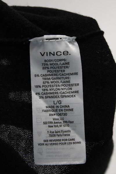 Vince Women's Wool Short Sleeve Knit Blouse Black Size L