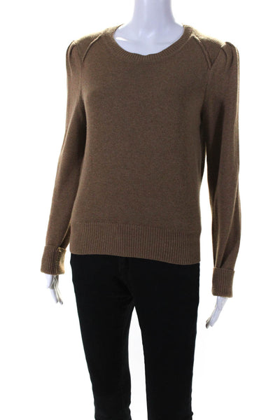 Etoile Isabel Marant Womens Crew Neck Puff Sleeve Pullover Sweater Brown FR 38