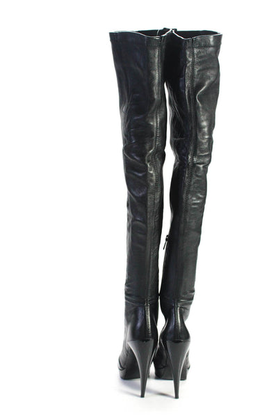 Zara Womens Side Zipped Darted Stiletto Heels Knee-High Boots Black Size EUR37