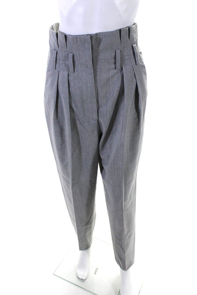 IRO Womens Wool Pleat High Rise Tapered Belted Hook & Eye Pants Gray Size EUR36