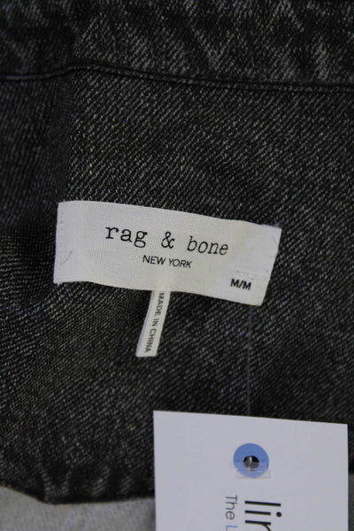 Rag & Bone Womens Graphic Denim Print Buttoned Zipped Jumpsuit Black Size M