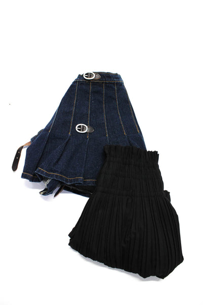 J. Galt Zara Womens Cotton Denim Pleated Wrap Mini Skirt Nacy Size S XS Lot 2