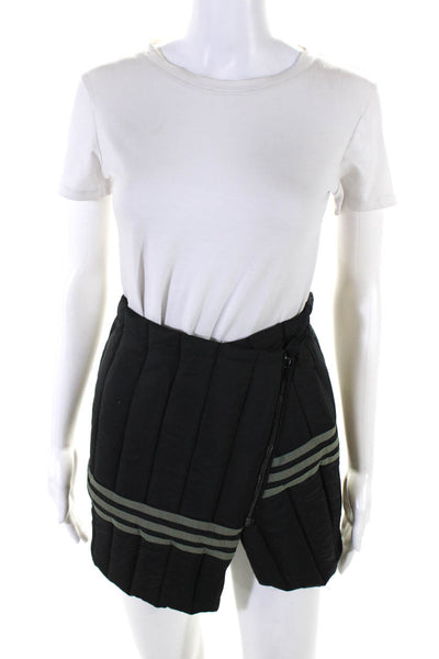 Frankie Womens Upcycled Adidas Asymmetrical Mini Puffer Skirt Black Size S