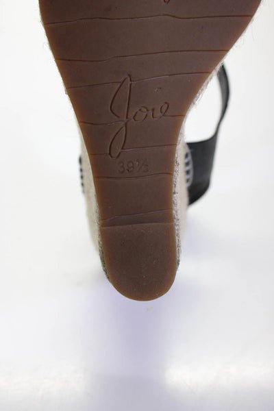 Joie Womens Leather Slingbacks Espadrille Wedge Sandals Black Size 39.5 9.5