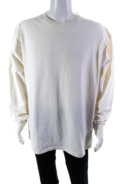 John Elliott Mens Long Sleeves Pullover Tee Shirt White Cotton Size 4