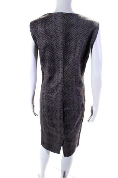 Donna Karan Womens Snakeskin Print Sleeveless Pocket A Line Dress Purple Size 12