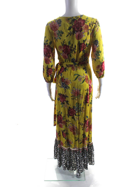 Young Fabulous & Broke Womens V-Neck 3/4 Sleeve Tie Dye Tiered Maxi Dress Size X