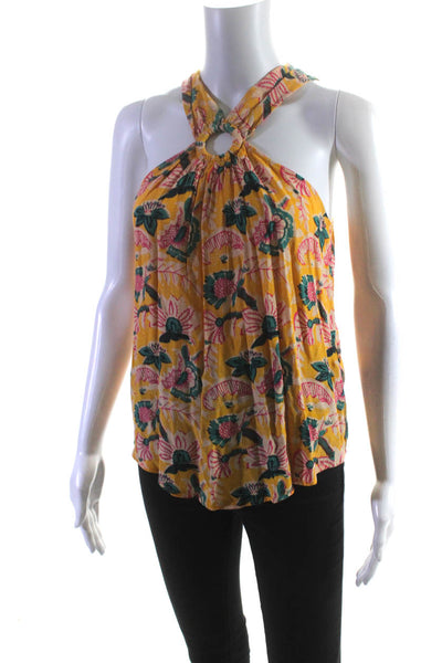 Maeve Anthropologie Women's Halter Neck Cut-Out Sleeveless Floral Blouse Size 0