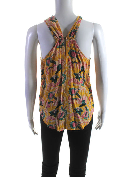 Maeve Anthropologie Women's Halter Neck Cut-Out Sleeveless Floral Blouse Size 0