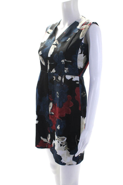 Cynthia Steffe Womens Floral Print V-Neck Sleeveless Mini Dress Navy Size 2